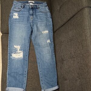 Encore Jeans Distressed Light Blue Boyfriend Jeans